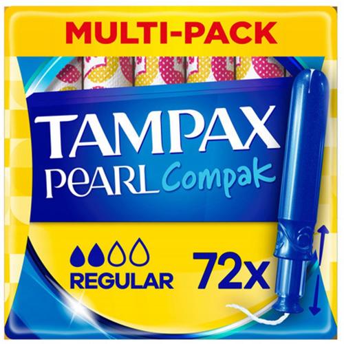 Tampax Promo Multi-Pack Compak Pearl Regular 72 Τεμάχια,Ταμπόν με Απλικατέρ για Μικρή έως Μέτρια Ροή